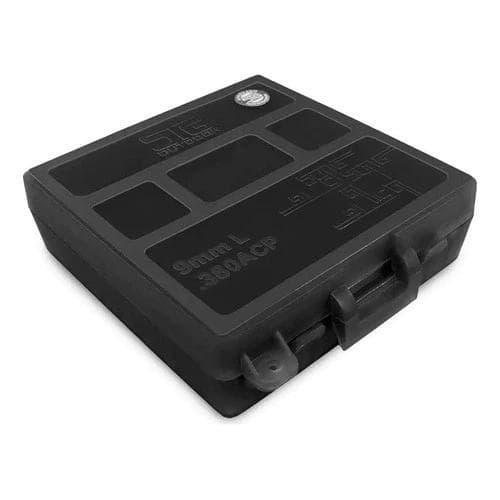 Caixa Estojo Porta Muniçao Stg 9mm/.380/38TPC (Cap.100) Preta -  Organizador Tiro Esportivo