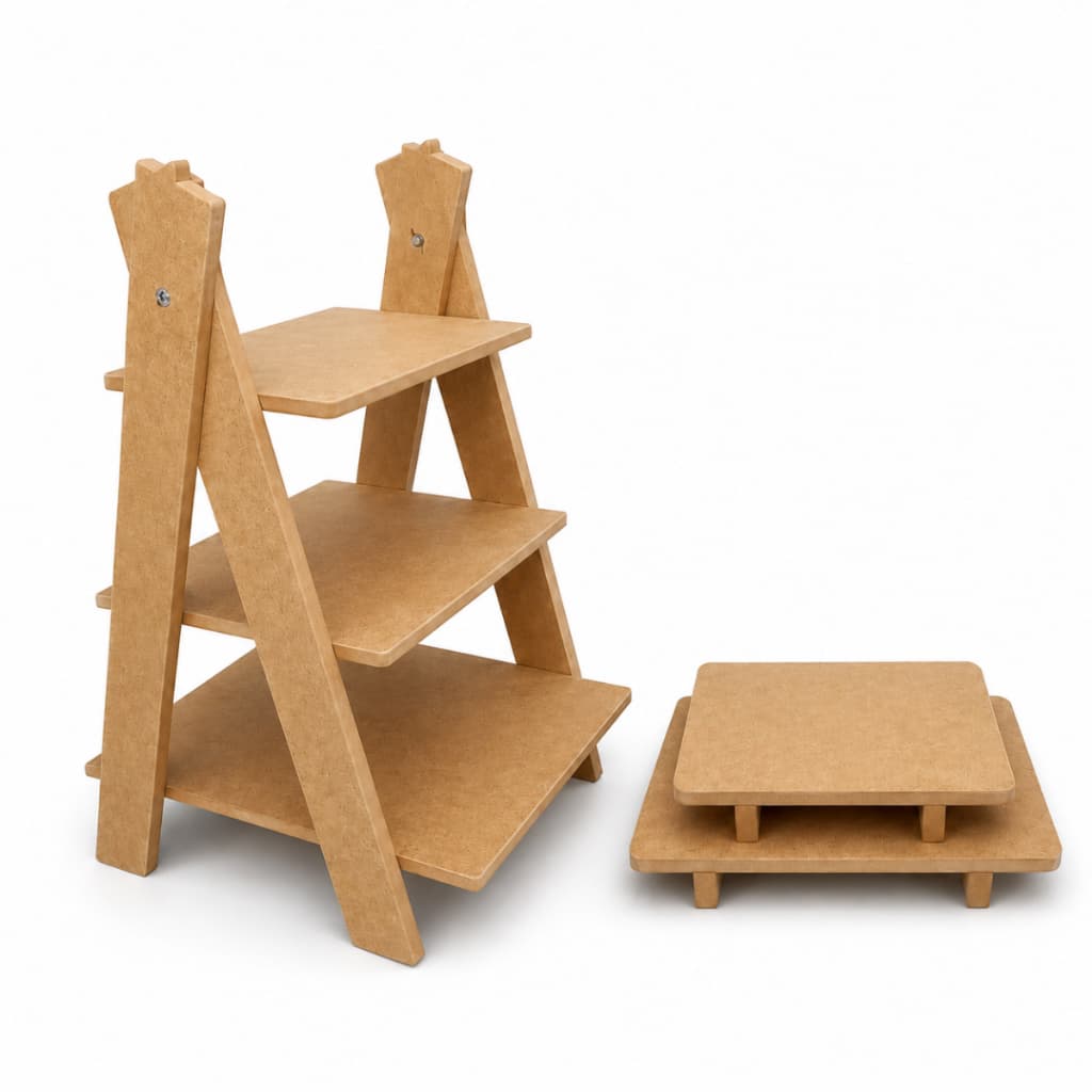 Kit Escadinha Bandejas Decoração MDF Decorativo Pegue e Monte Festa Aniversário Mesa