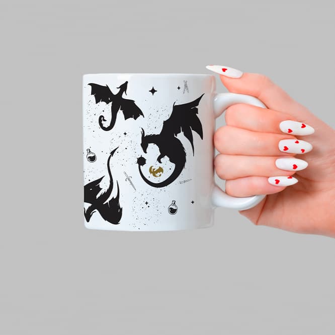 Caneca Literária Dragão Livro Cerâmica Personalizada Porcelana Xícara Presente Asa Dragões