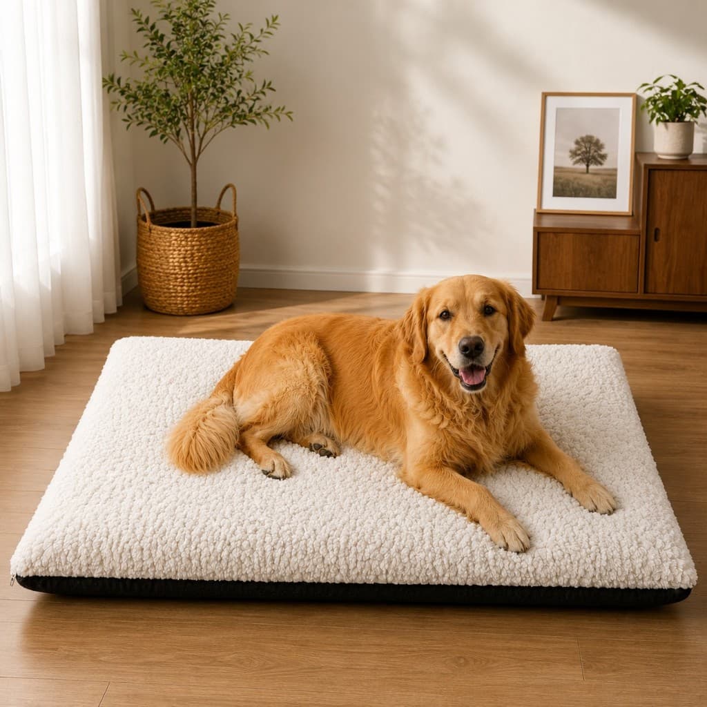 Colchonete Cama Pet Cachorro Grande 100x70 Sherpa Premium Impermeavel Com Ziper Lavavel Confortavel