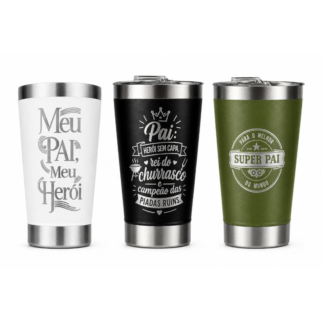 Copo Térmico Personalizado Presente De Dia dos Pais para o Melhor Pai - Exclusivo e Especial - 473ml Com Tampa e Abridor