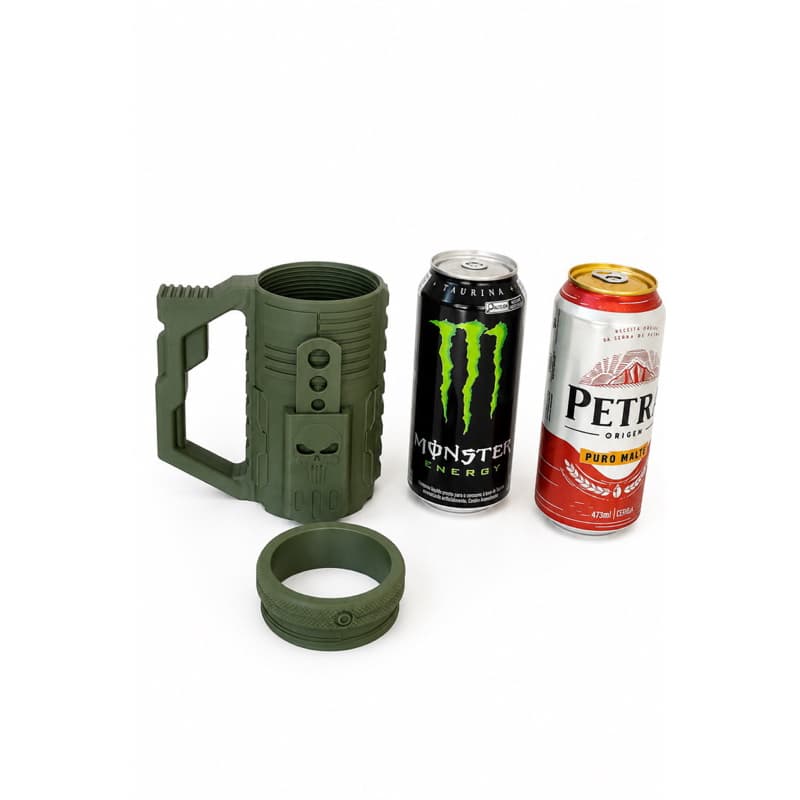 🔥 Porta Latão 473ml Personalizado com Nome | Porta Monster | Caneca Tática 3D com Alça e Tampa Rosqueável