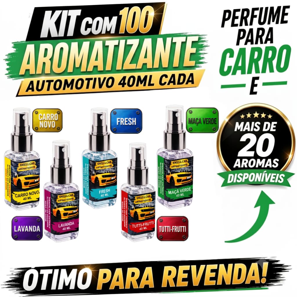 Kit 100 Cheirinho de Carro 40ML Spray Aromatizante Perfume Longa Duração