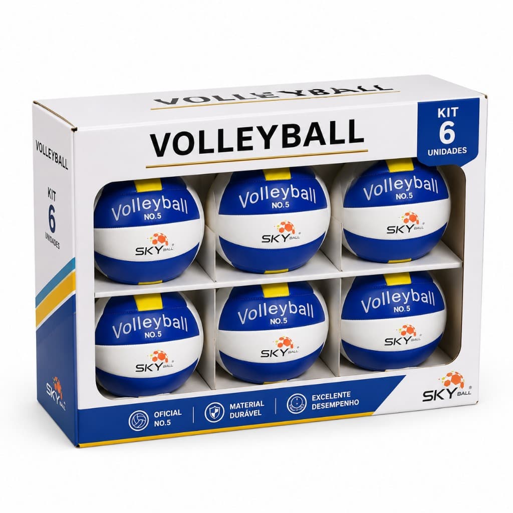 Kit 6 Bolas de Vôlei Sky A70-6 300g Treino e Recreação