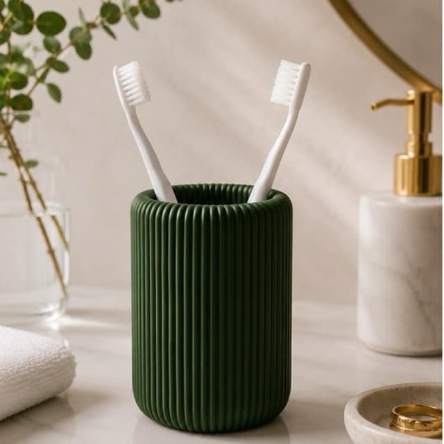 Porta Escovas Elegance Canelado organizador decorativo sofisticado
