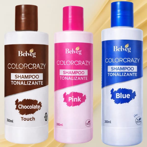Shampoo Tonalizante Chocolate Azul  e Rosa 300ml Realce Brilho e Hidratação Premium