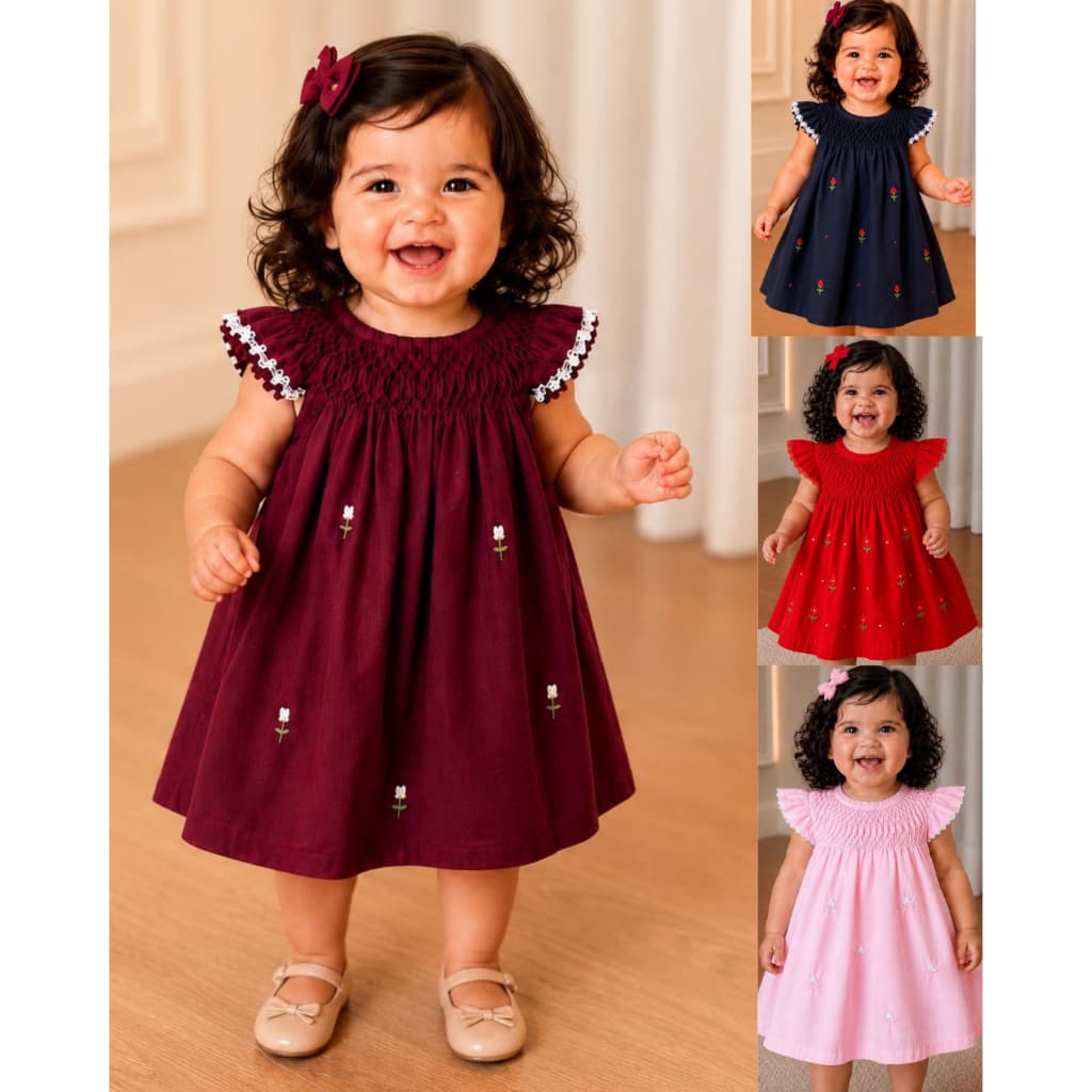 Vestido Infantil Casinha de Abelha Bebê Festa Batizado
