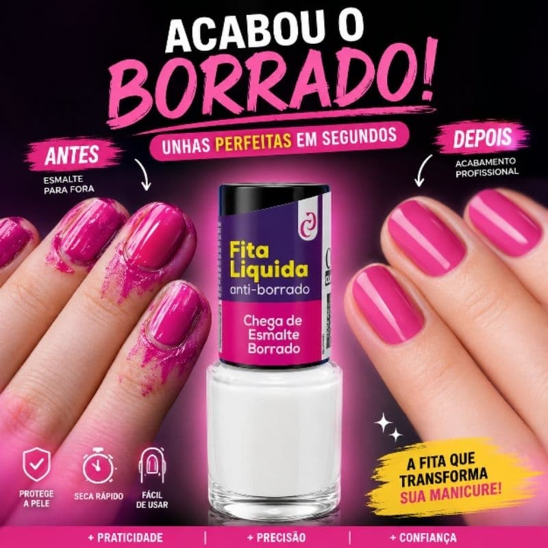Fita Líquida Anti-Borrado para Unhas | Proteção para Cutículas | Manicure Perfeita Sem Borrar