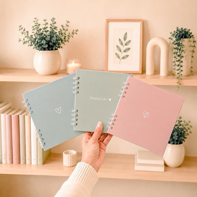 ENVIO IMEDIATO | Álbum Memórias 18x18 | 50 Páginas 180g | Wire-o Branco