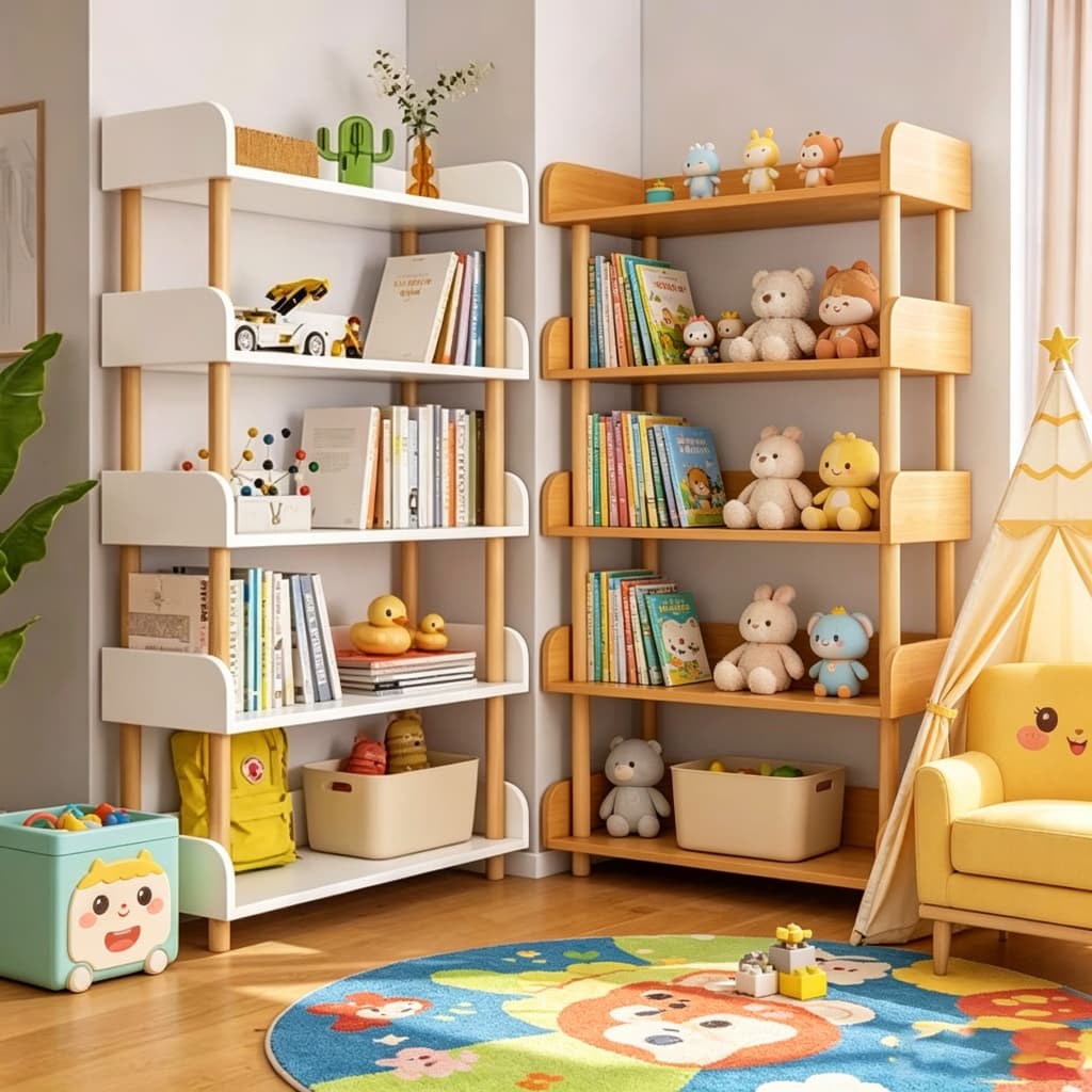 Estante infantil de madeira para livros, prateleira de armazenamento para quarto de criança, versões de 4 até 6 andares