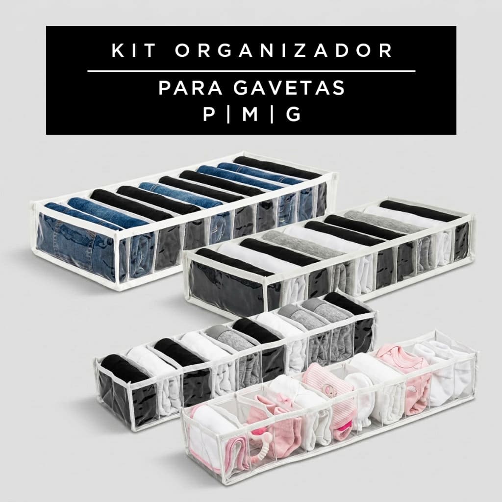 Organizador de Gaveta P, M e G Kit Colmeia Organizadora para Guarda Roupas Divisória Roupa Íntima