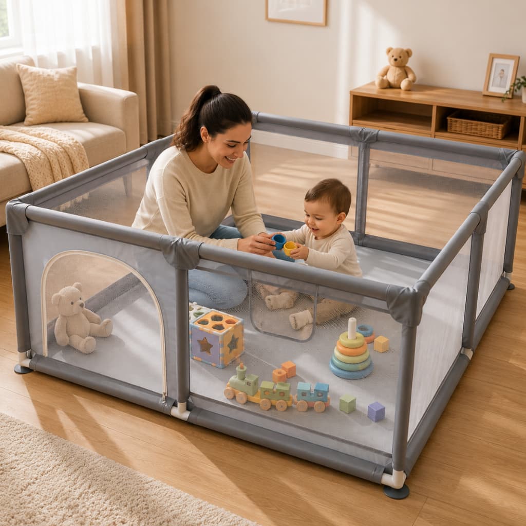 Cercadinho Para Bebê Grande Chiqueirinho Seguro Infantil 202x150x60cm Cercado Portátil Criança