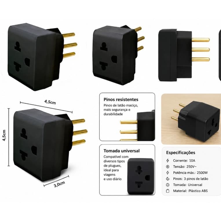 ADAPTADOR ANTIGO 10A 2P+T BIVOLT