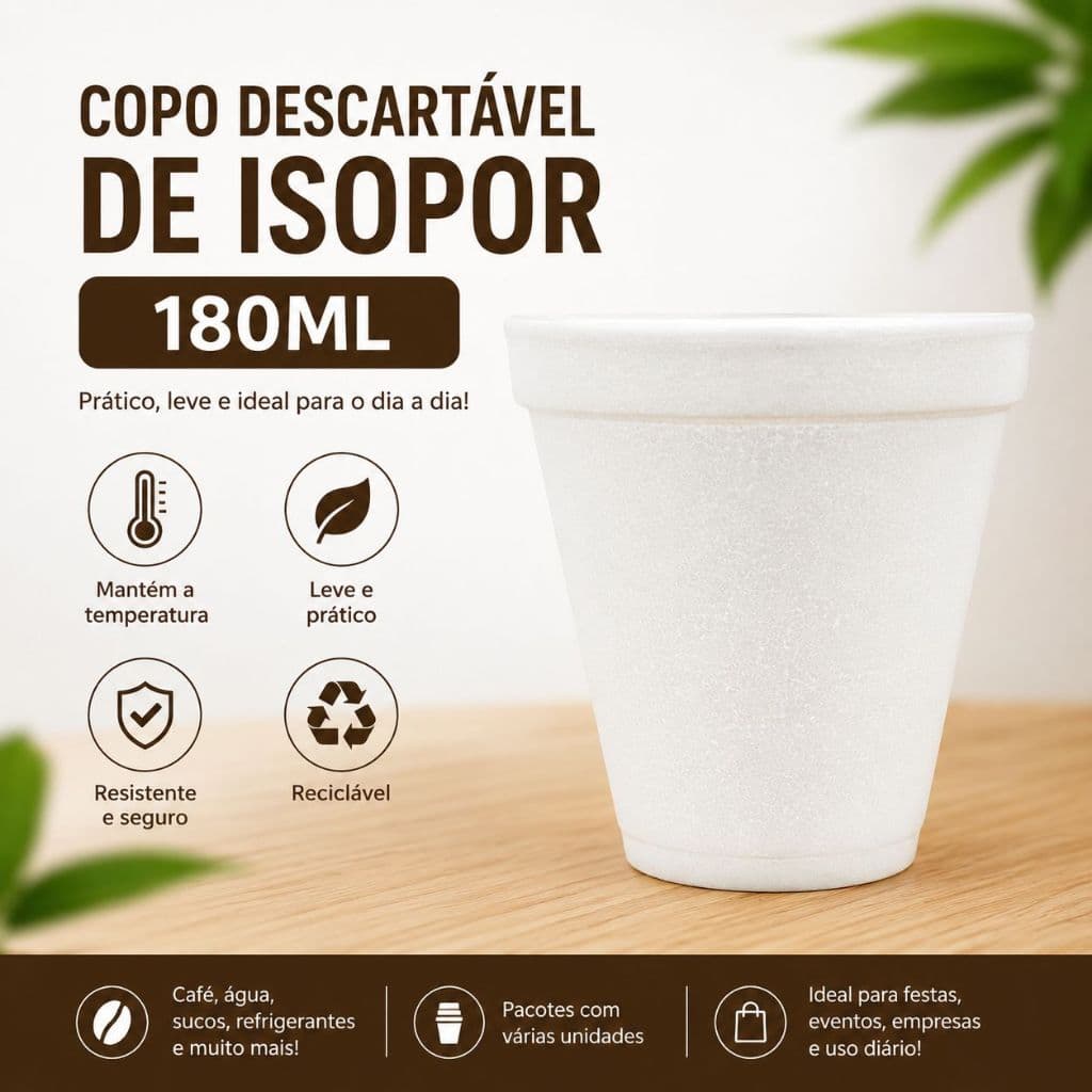200 Copos De Isopor Térmico 180ml Ultra Descartável Café Chá Bebidas Quentes