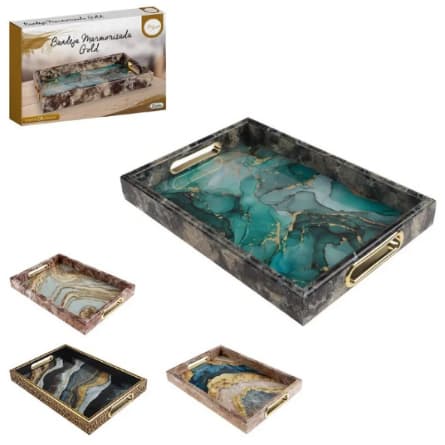 Bandeja Retangular Mármore Gold 33x23cm