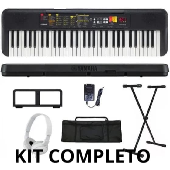 kit teclado musical f52 yamaha capa suporte fone
