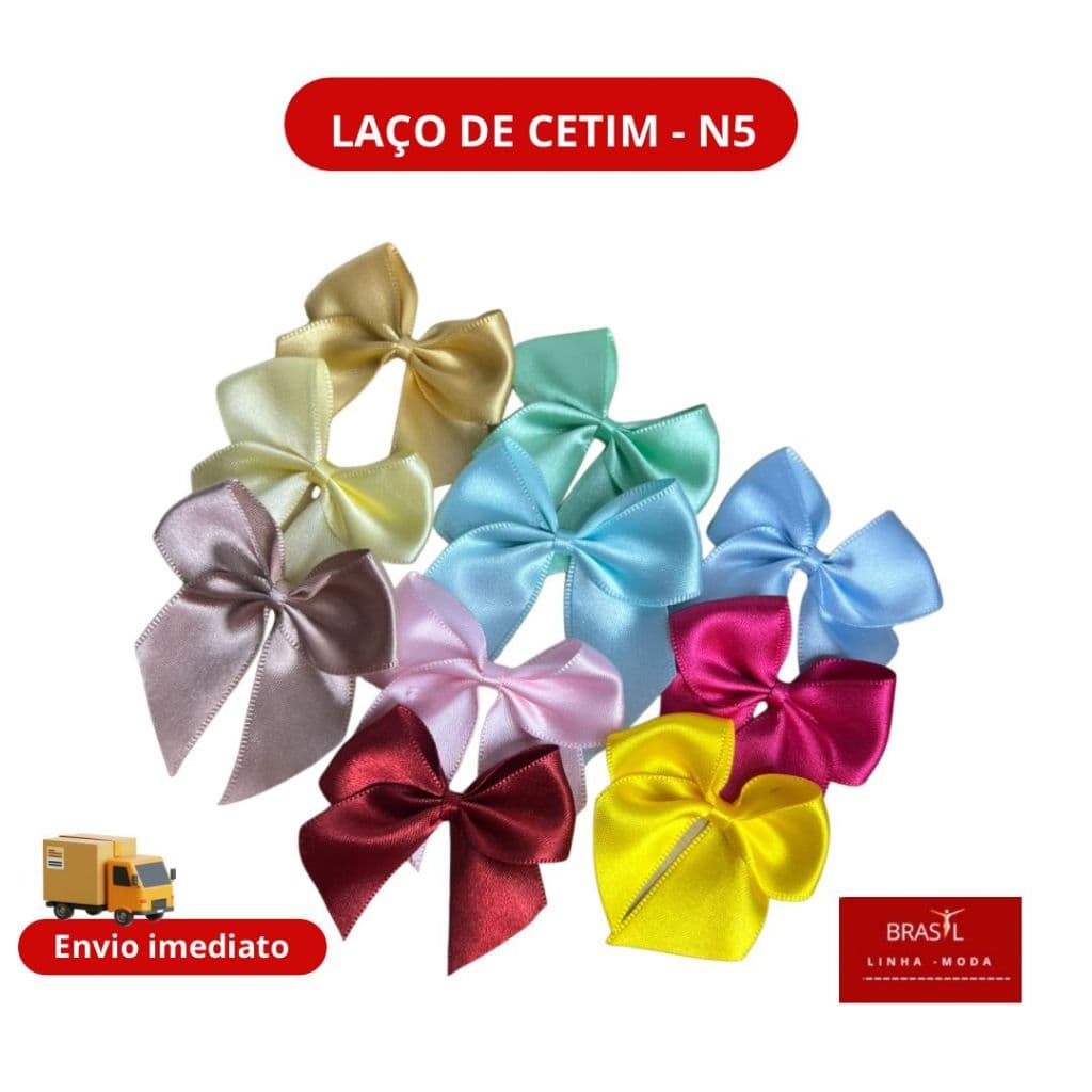 Laço  de Cetim Nº 5 5x5 cm - 25 Unidades - Decorações PROMOÇÃO
