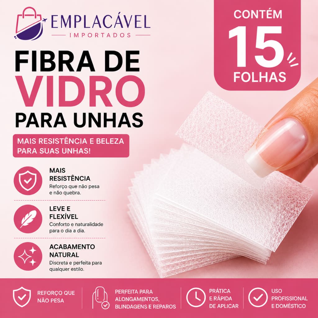 Fibra de Vidro Seda para Alongamento de Unhas | Manicure Profissional | Pacote com 15 Folhas