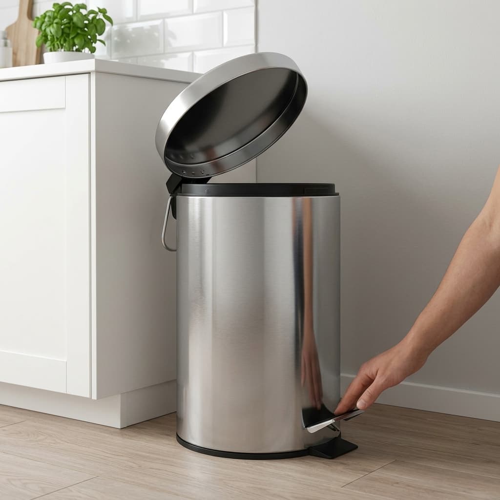 Lixeira Inox Redonda Multiuso Capacidade 3 Litros Resistente Versatil Para Cozinha Banheiro