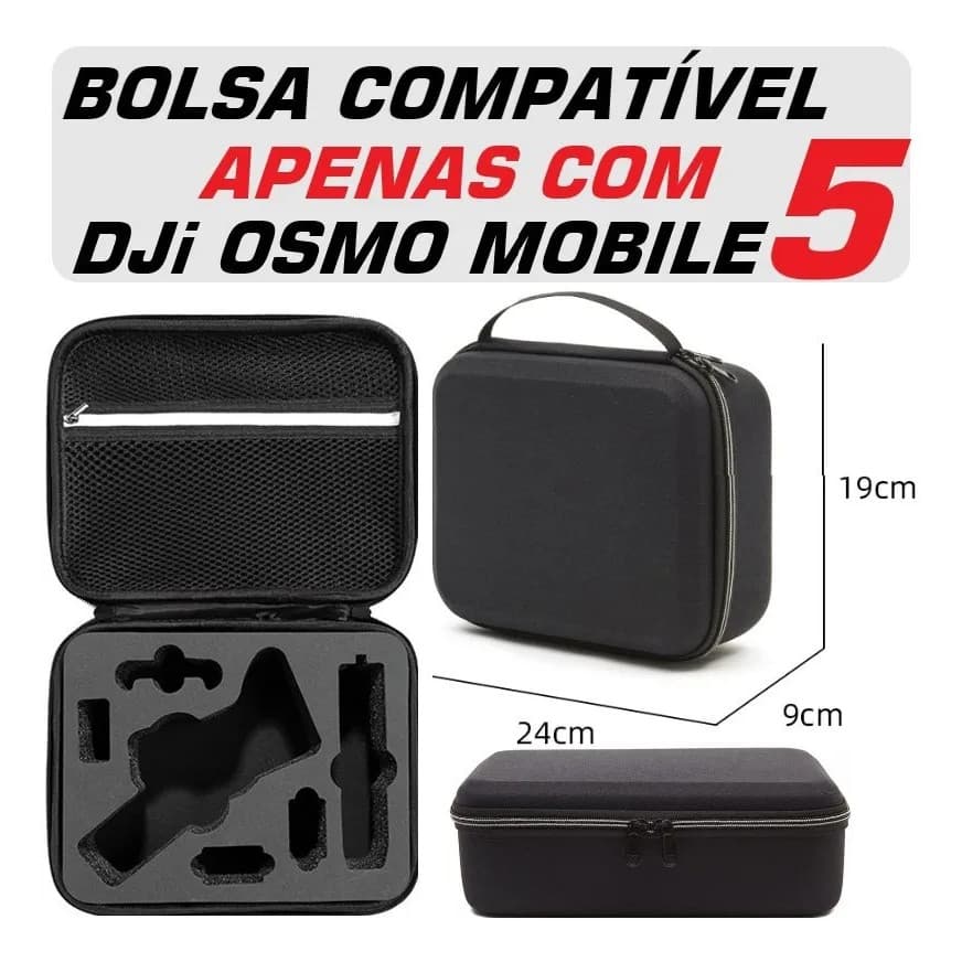 1 Bolsa de Mão P/Dji Osmo Mobile 5 OM5 ou Dji Osmo Mobile 6 OM6 Bag Case Maleta Estojo Estabilizador