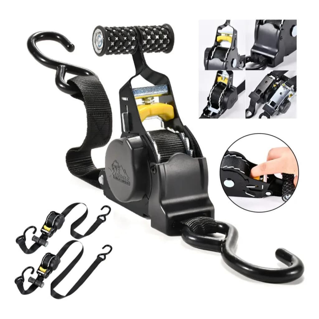 ZCCO Cinta Para Carga Catraca Automática 680kg 3.3m, p/ Caminhão Reboque Moto, Retrátil Eficiente