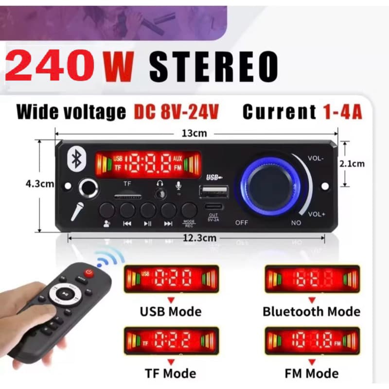 Potente Placa Amplificadora Amplificador 240W 120W 360W 200W Bluetooth 5.0 Placa MP3 Rádio FM
