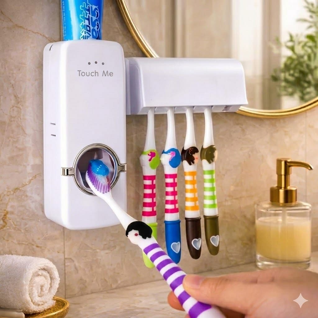 Dispensador de Pasta de Dente com Esterilizador UV para Banheiro