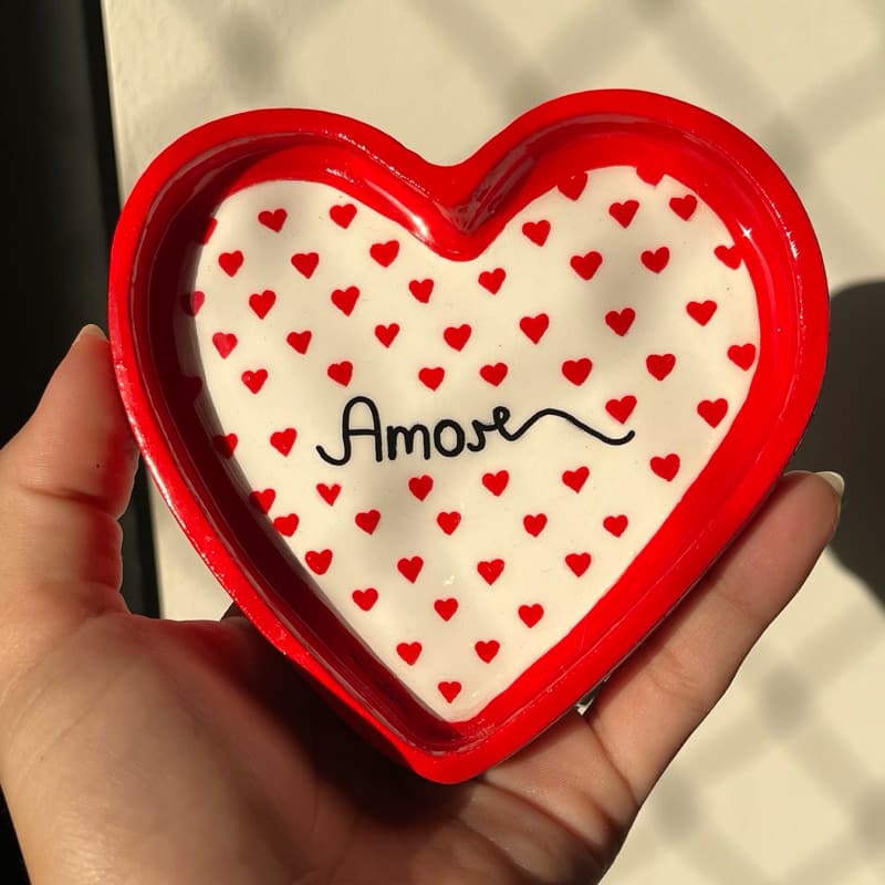 Pratinho Decorativo Amor | Cerâmica Fria | Porta Jóias | Porta Objetos | Porta Trecos | Decoração | Presente