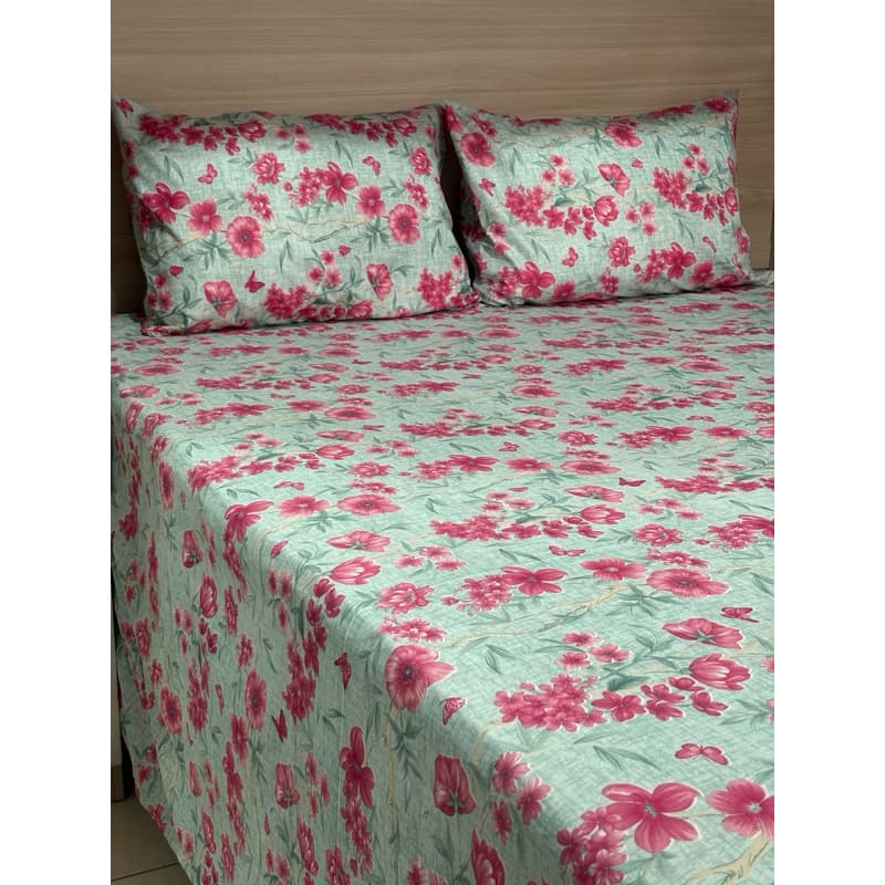 LENÇOL SUPERIOR COM FRONHAS ESTAMPADAS PERCAL