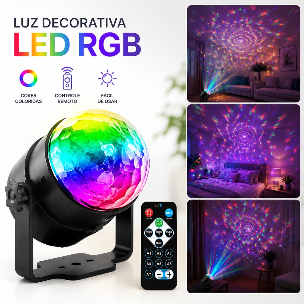 Globo Colorido Bola Maluca Led Iluminação Festa Balada Rgb