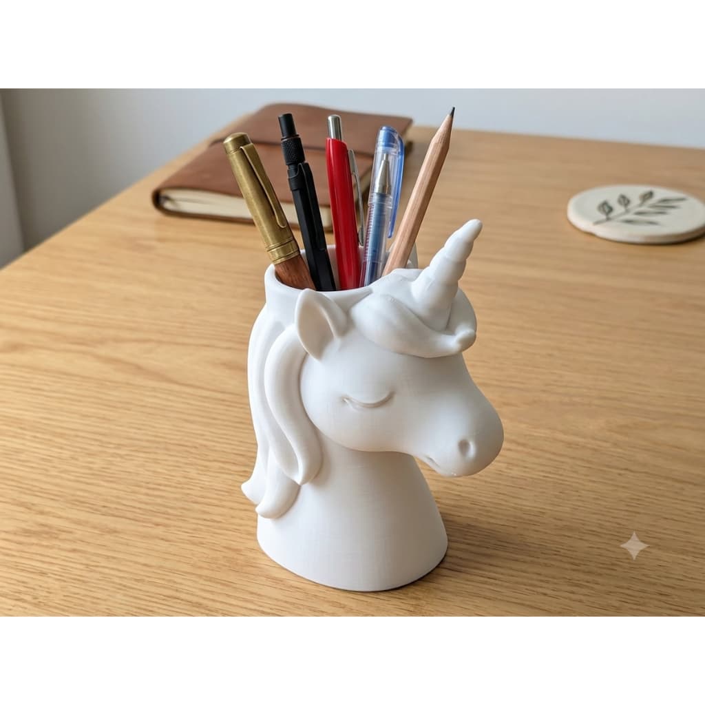 Porta Lápis Unicórnio Impresso em 3D Organizador de Mesa Infantil