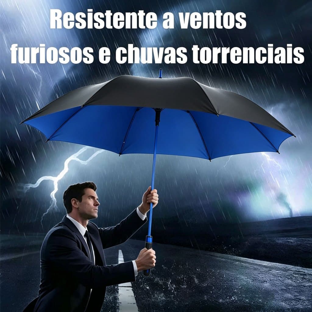 Guarda-Chuva Grande Automático Fibra de Vidro Reforçado Anti Vento Proteção UV