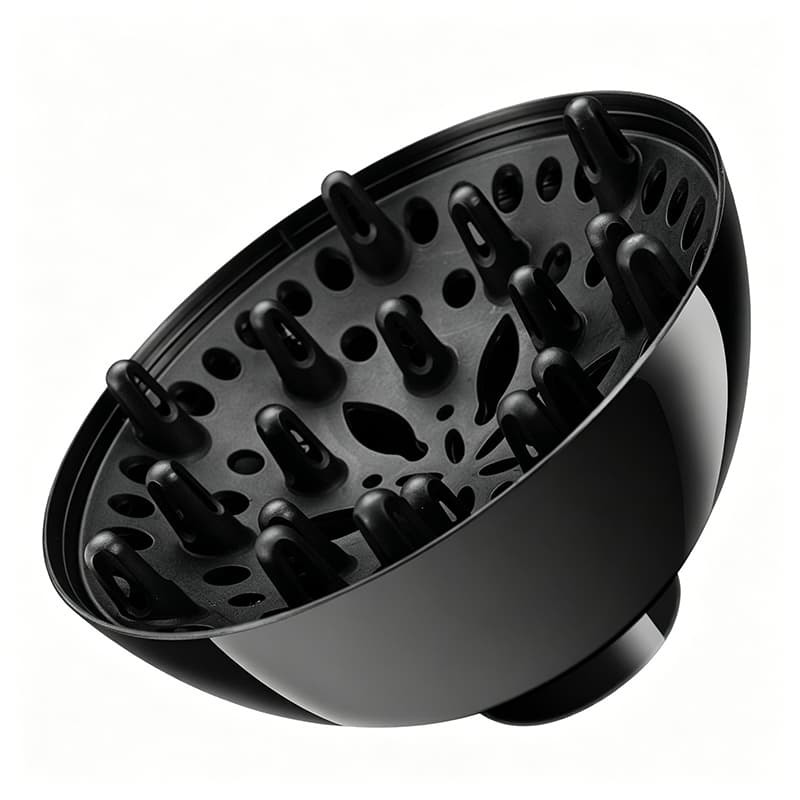 Difusor Secador LONYAN Cabelo Cacheado Ondulado Volume Cachos Modelagem Universal Nylon Ecológico PC Preto 5cm Feminino