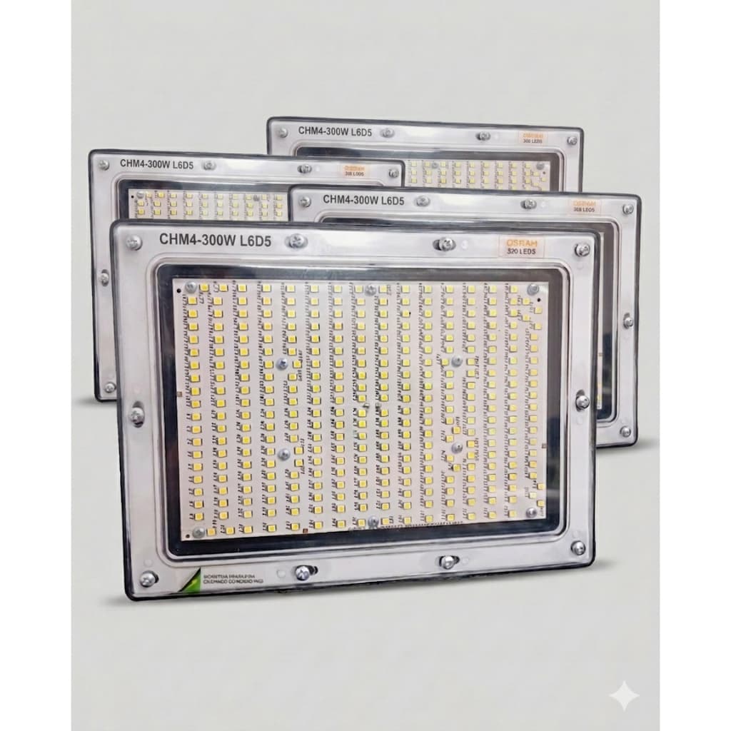 KIT 5 Refletor 200w Led Osram 9000lm Bivolt Ip66 Slim 6500k