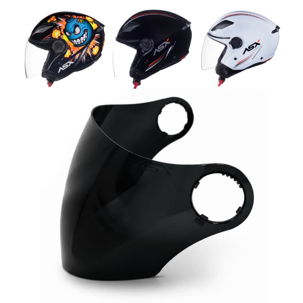 Viseira Original ASX Anti Risco Policarbonato 2mm Fumê P-V01 P/ Capacete City Air Modelo Aberto