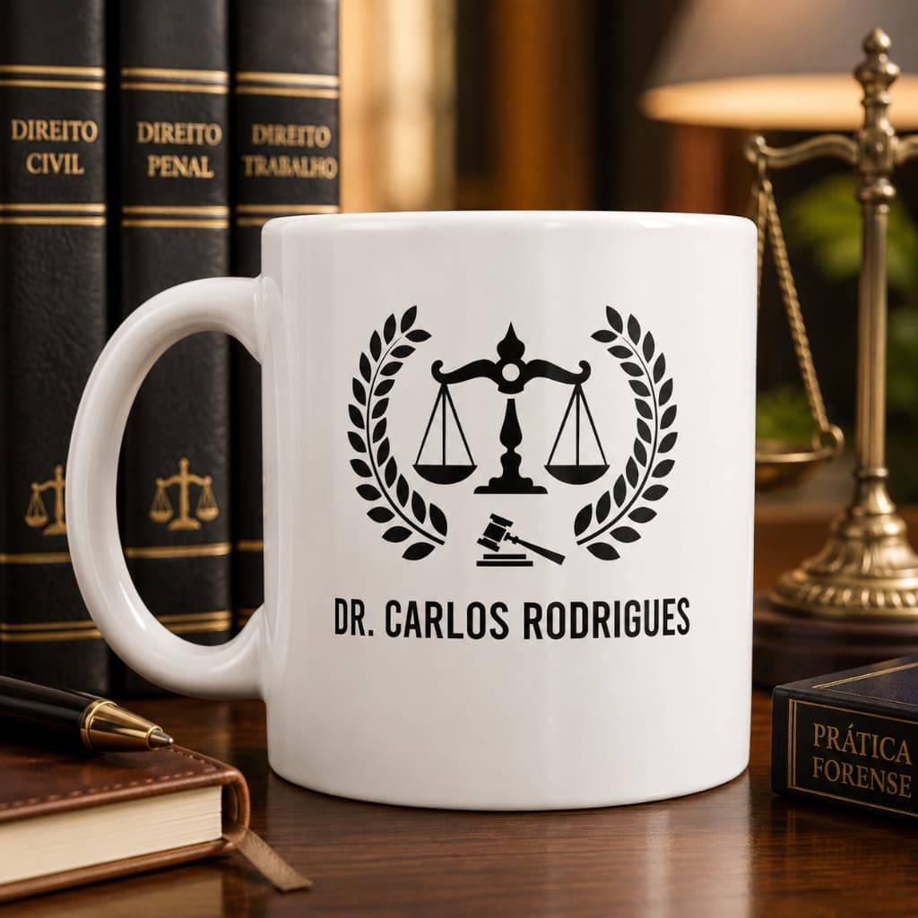 Caneca personalizada com nome direito advogados Juristas escritórios xicara 325 ml