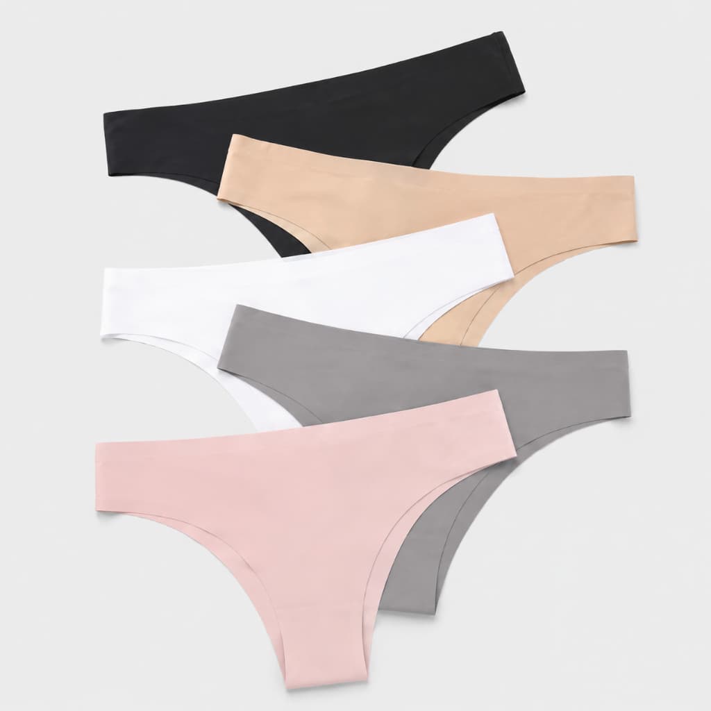 Kit 5 Calcinhas Sem Costura Corte a Laser Tanga Feminina Não Marca Confortável e Respirável