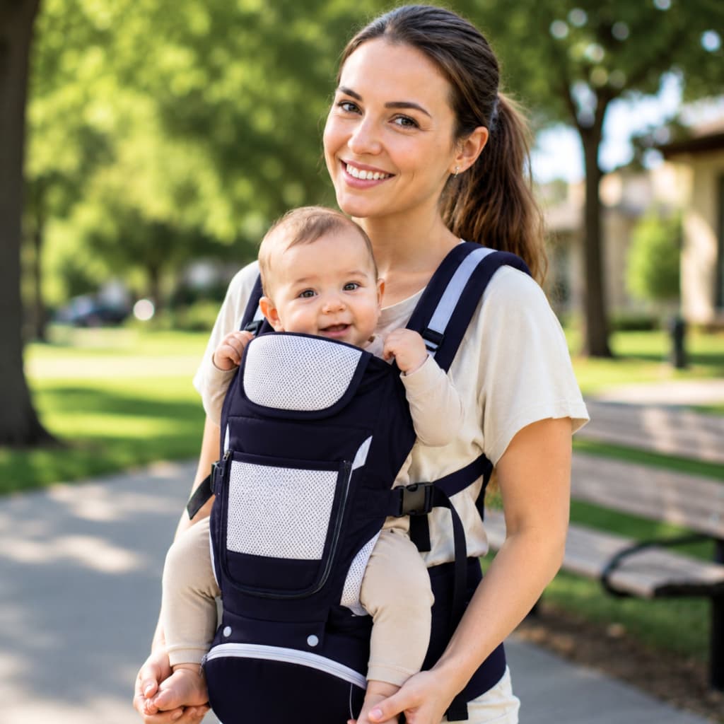 Canguru Para Bebê Ergonômico Bolsa Maternidade Sling Ajustável Confortável Com Bolsos Laterais