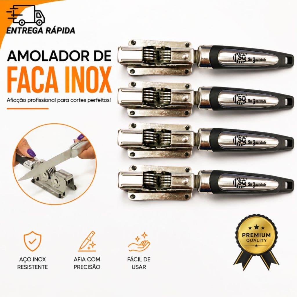 Conjunto Afiador De Facas Inox Para Lâminas De Uso Profissional e Doméstico