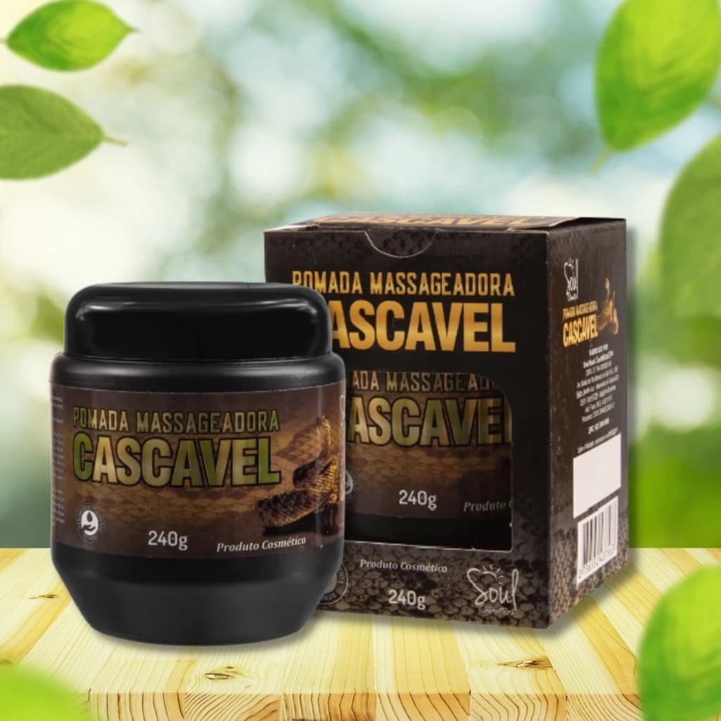 Kit 3 Pomada Massageadora Cascavel 240g Soul Cosméticos Relaxante Corporal Alívio Tensão Muscular