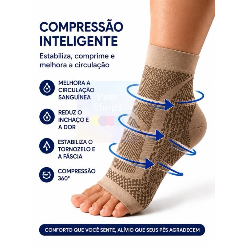 Meias de Compressão Ortopédicas para Tornozelo e Pés com Alívio da Dor