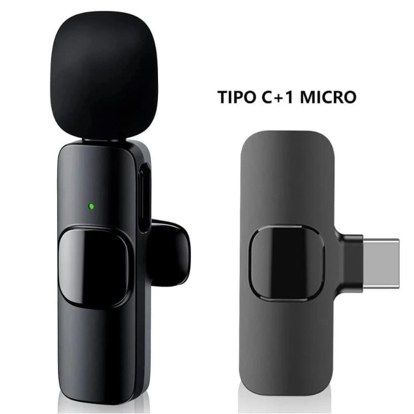 Microfone de Lapela Sem Fio K9 Vlog Compatível iPhone e Tipo C