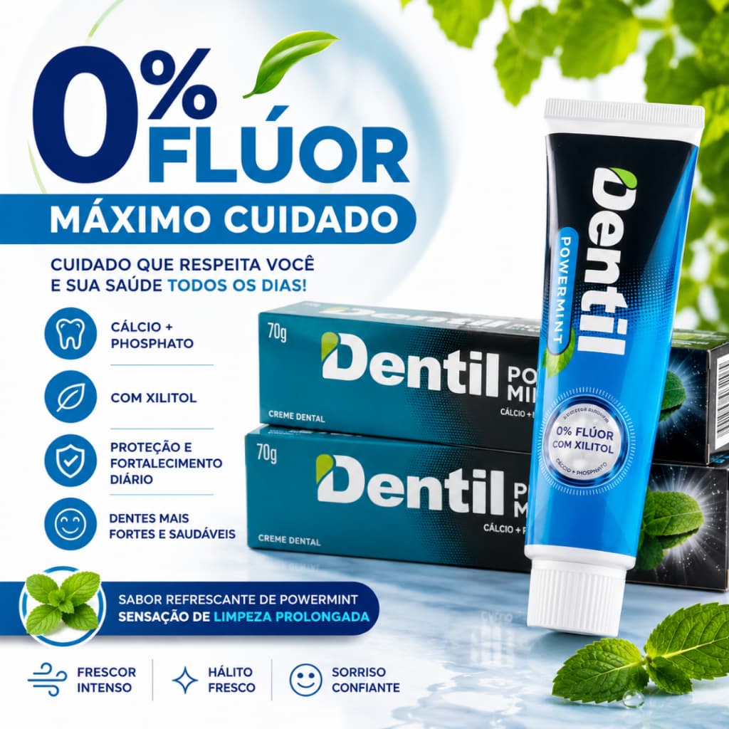 CREME DENTAL DENTIL ZERO FLÚOR COM XILITOL 70G ADULTO