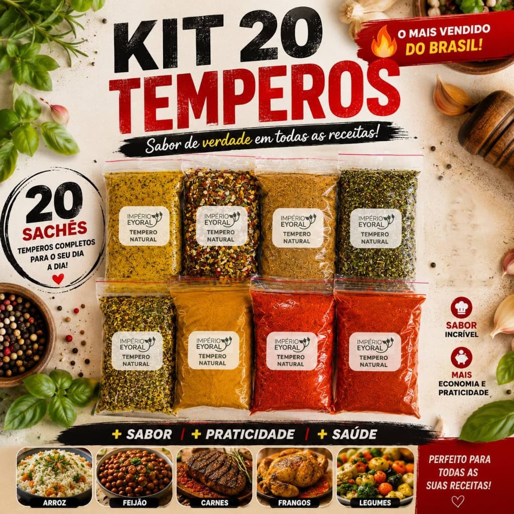 Kit 1 caixa de temperos ATACADO- com 20 unidades de Temperos e Condimentos para Cozinha mais vendido