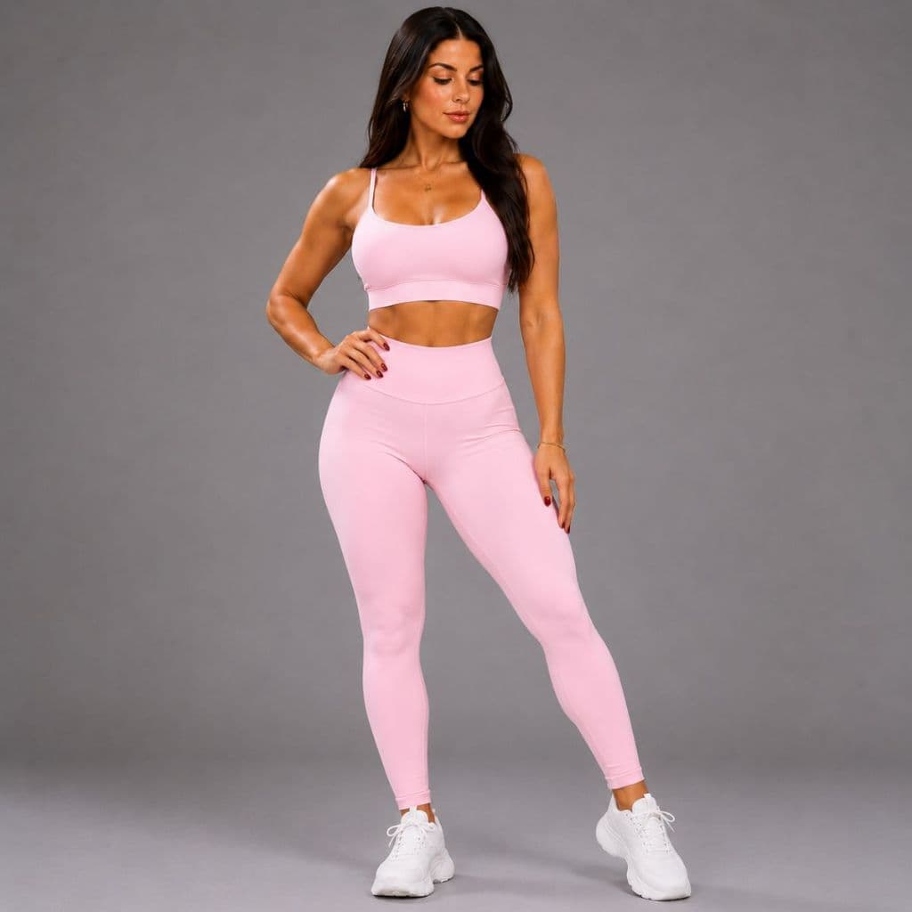 Conjunto Top e Calça Legging Feminina Poliamida Zero Transparência Alta Elasticidade Fitness