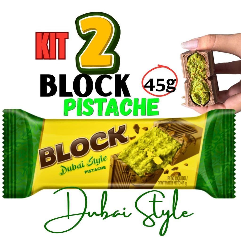Kit 2 Block Pistache Dubai Style 45g Arcor