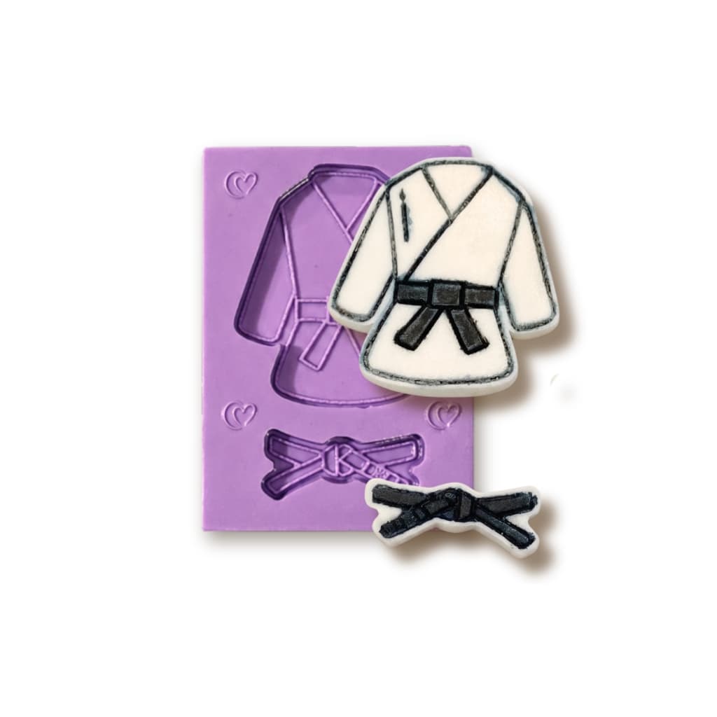 F1903 MOLDE DE SILICONE KIMONO FAIXA JIU JITSU CONFEITARIA BISCUIT
