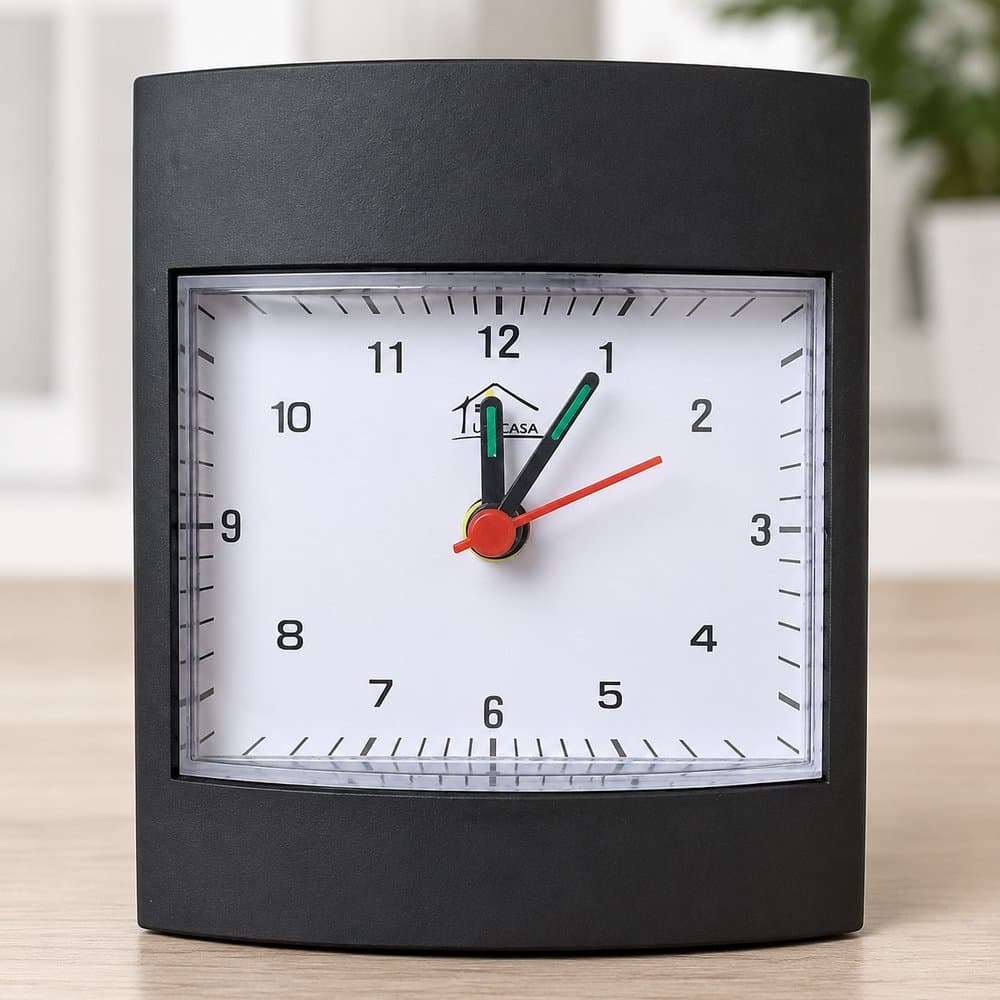 Relógio de Mesa Quadrado 10cm - preto dificil perder hora agora