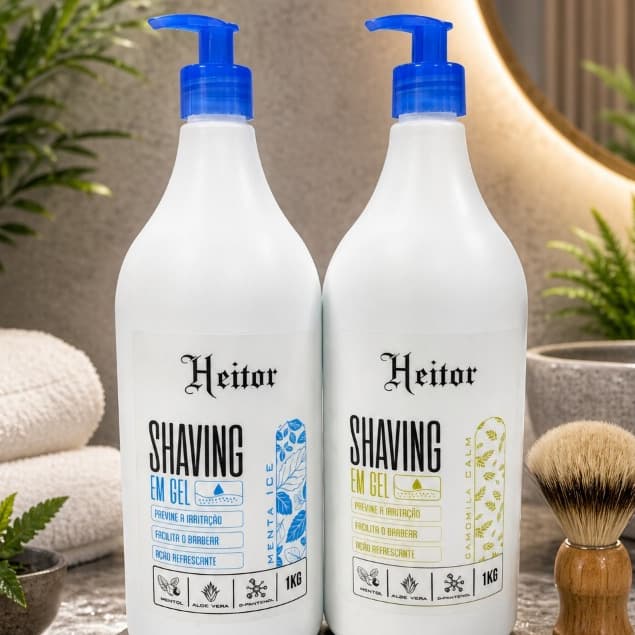 Kit 2 Gel de Barbear Heitor 1KG – Mentol Ice + Camomila Balm | Refrescante, Hidratante