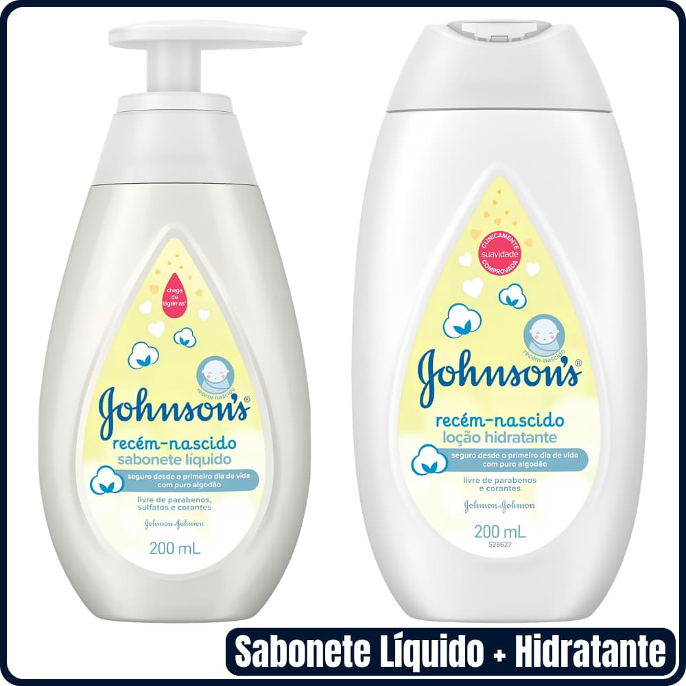 Kit Sabonete Líquido Johnson's Baby Recém Nascido 200ml + Loção Hidratante Johnson's Baby RN 200ml